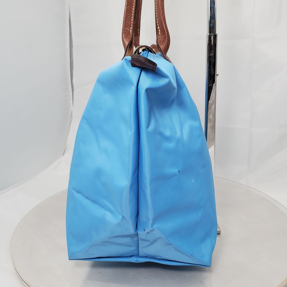 Longchamp Le Pliage Large Nylon Large Shoulder Tote Bag Blue Brown Shopper - Picture 6 of 16